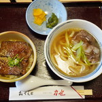 力也 - 肉うどんハーフ、あぶり焼き肉丼ハーフ＠1,080