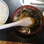万福食堂 - 定食のライス、スープ、漬け物