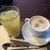函館山ロープウェイ山頂レストランジェノバ - カフェラテとオレンジジュース