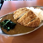 もつ千 - カレーライス大盛（500円）＆ビッグチキンカツ（200円）＆ほうれん草（100円）