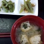 マメ助 - お味噌汁も美味しい♬山クラゲ、フキ自家製です♬