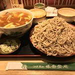 味奈登庵 - カレー南蛮そば 大盛り 別盛り＋揚げ玉＋玉子♡