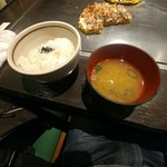 千房 - ミックスランチの御飯と味噌汁