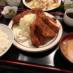 西麻布 三河屋 - 三河屋(海老フライ定食+メンチカツ単品)