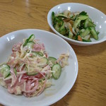 昇龍 - ハムのサラダと胡瓜＆竹輪の和え物