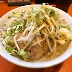 ちばから - らーめん(豚一切れ) 「ニンニクネギ」(840円) 再訪問 2018/04