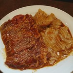 肉料理 大森 - 漬けハラミ、シマチョウ、ミノ