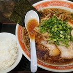 麺一筋 - サービスのご飯に次回サービス券も