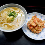 手打ちうどん 清水屋 - かけと、かき揚げ