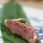 三笠鮨 - 淡路嶋（あはぢしま）、眞鰺（まあぢ）