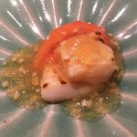 二条城ふる田 - 帆立の炙り・淡路島のトマト・新生姜のジュレ