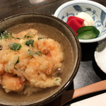 天ぷら岡本 - 天ぷら岡本(小海老のかき揚の天茶漬)