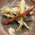 津の守坂 小柴 - 稚鮎の天ぷら　自家製ばちこ