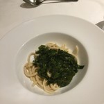 ウシマル - 若芽の軸の周りのコリコリ若芽を 磯の香りを纏ったパスタ