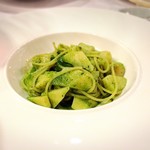 レストラン プティルッソ - ホタテとタケノコ春菊ソースのパスタ