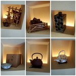 和三條 かた岡 - 壁面飾り棚には、美しい陶器や茶器が！