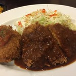 とんかつ ひろ喜 - ハーフヒレ&クリームコロッケ定食（￥850）