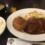 とんかつ ひろ喜 - ハーフヒレ&クリームコロッケ定食（￥850）