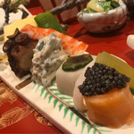 銀座 しのはら - 豪華爛漫な八寸　桜の枝を添えて