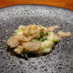 ◆高知の葉ニンニクと春トリュフのリゾット アルデンテの仕上がりで好みの食感。 トリュフの香りもよく美味しいリゾット