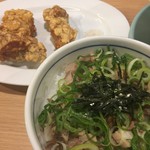 布施 細見商店 - 満足セット（焼豚丼、唐揚げ3ケ）（￥450）