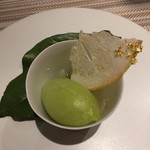 SUGALABO - フレッシュ土佐文旦、スターアニスとバジルのシャーベット、文旦の砂糖漬け