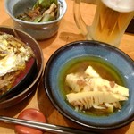 おぎ野 - ゼンマイ煮付け。筍土佐煮。土筆卵とじ。