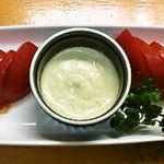 Chilled tomatoes (with wasabi mayo)