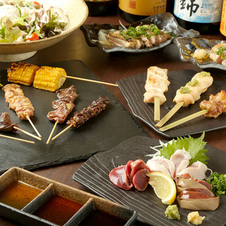 Excellent chewiness◎Skewers, structures, and dishes made with freshly ground chicken