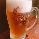 Yakiniku Housai Gyuutetsu Tekkan - 生ビール エビス 中ジョッキ 497円