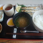 水辺の駅 あいの里 仁淀川 食堂 - 鮎の塩焼き定食です。