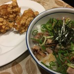 布施 細見商店 - 満足セット（焼豚丼、唐揚げ３ケ）（￥450）
