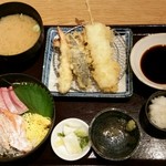 tempurakaisengofuku - ミニサーモンぶり丼と天ぷら定食