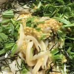 うどん乃 かわむら - ぶっかけ納豆うどん　かき混ぜたところ