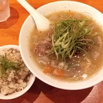 麺屋 六感堂 - 牛骨白湯ＳＯＢＡ＋牛すじしぐれ煮炊き込みご飯（過去の限定）
