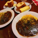 ビストロ アオキ - ビーフカレースパゲティとパン