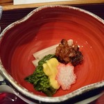 天ぷら酒房 西むら - うど、菜の花、蕎麦の実みそ
