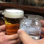 ラーメン神山 - H.30.2.12.昼 黒霧島 380円税込 vs 生ビール 300円税込 de 乾杯♪