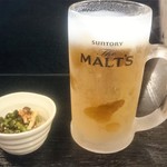 生中(モルツ)お通し