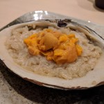 鮨みやもと - ホッキ貝のリゾット　シャリとバターとウニが合います
