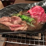Jinya Nigiwaitei - 春野菜すき煮：黒毛和牛 春野菜 わらび 花山椒