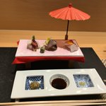 日本料理 十三蔵 - 向付、花見席のよう