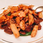 中国料理 彩湖 - 牛肉と長芋、野菜のオイスターソース炒め