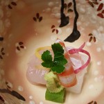 たか田八祥 - 2018.4.お造り、鯛、烏賊、車海老