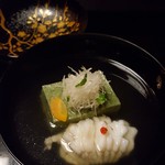 たか田八祥 - 2018.4.ヨモギの胡麻豆腐とアイナメ