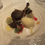 レストラン ヒロミチ - デセール／ヴァローナアラグアニ７２％の熱々チョコレートケーキ