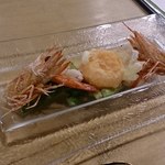 河太郎 - アスパラと車海老卵黄天ぷら