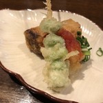 鶏イチズ - 付き出しの天ぷら