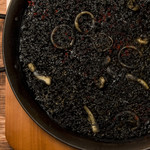 Squid ink paella for 2 people