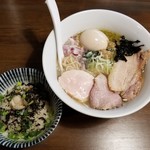 クラム＆ボニート 貝節麺ライク - 〆の貝節ご飯＋特製 鮮魚の潮そば